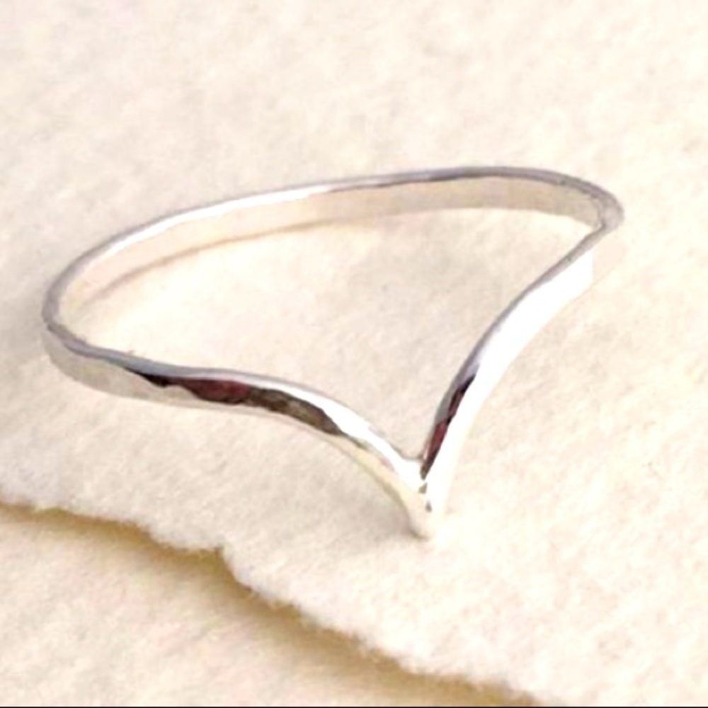 Sterling Silver Dainty Chevron V Ring Modern MIDI Thumb Simple Stackable…